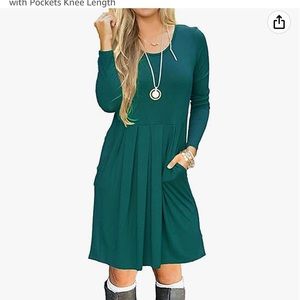 Long Sleeve Pleated Casual Dress